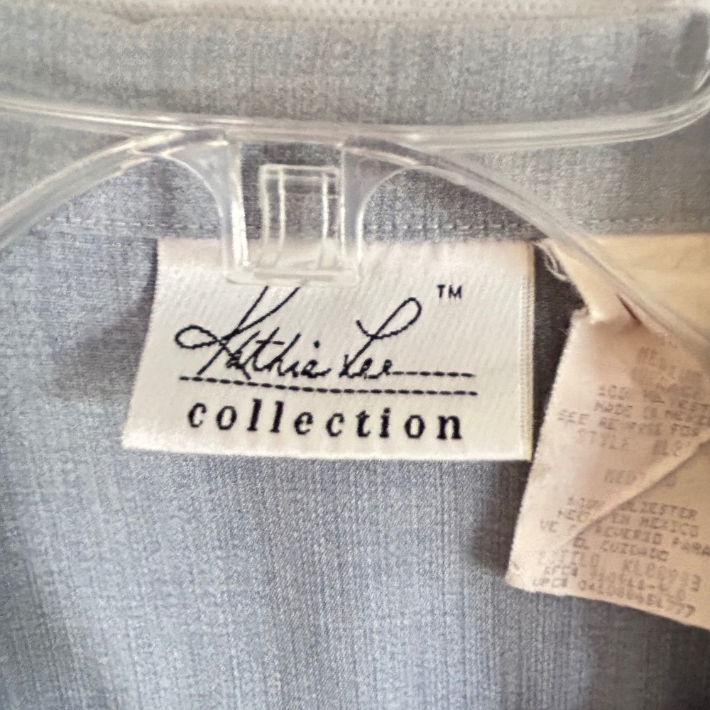 Kathia Lee Collection Vintage 2 Piece Set Blue Grey Shell Top & Wide Leg Pants M - Picture 2 of 11